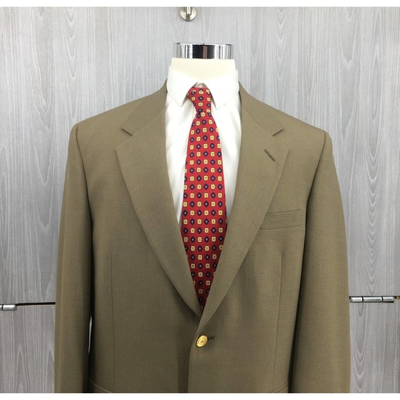 WIMBLEDON OF ENGLAND‎ Men's GOLD TONE BUTTON BLAZER Sz 42L - Picture 2 of 9